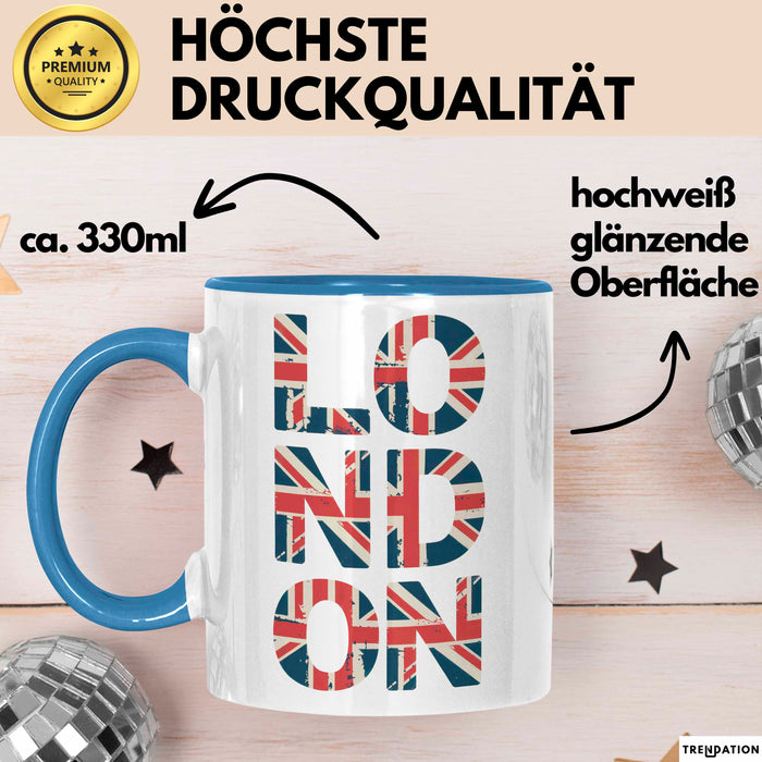 England Flagge London Tasse Geschenk Lustige Geschenkidee Spruch Blau Trendation