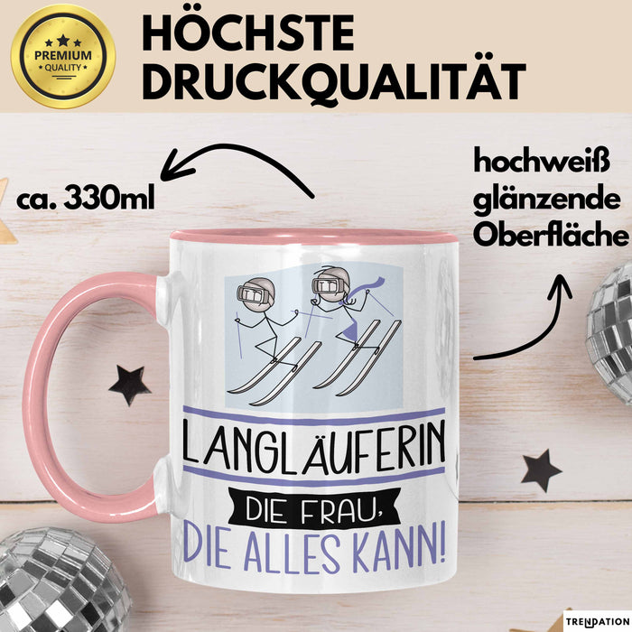 Langläuferin Geschenk Tasse Becher Die Frau Die Allen Kann Geschenkidee für eine Langläuferin Lustig Rosa Trendation