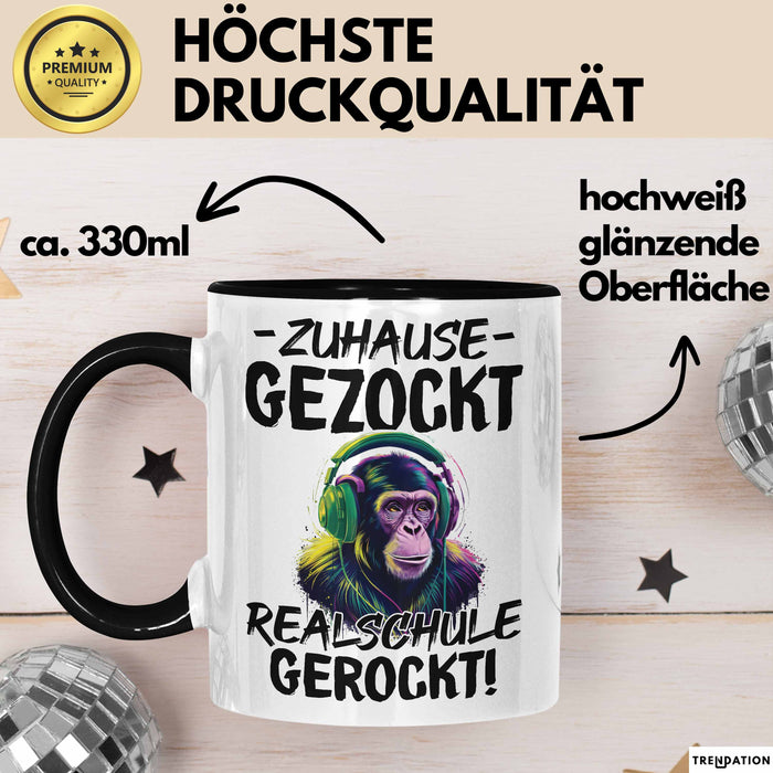 Realschule Bestanden Fachabitur Prüfung Zocker Tasse Geschenk Zuhause Gezockt Realschule Gerockt Kaffee-Becher Trendation