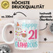 21er Geburtstag Tasse Geschenk Happy 21 And Glamarous Llama Alpaka Liebhaber Geschenkidee zum Geburtstag Weiß Trendation