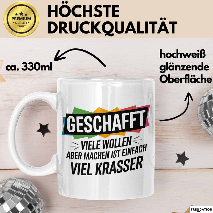 Schüler Abschluss Tasse Geschenk Lustige Geschenkidee Spruch Geschafft Viele Wollen Weiß Trendation