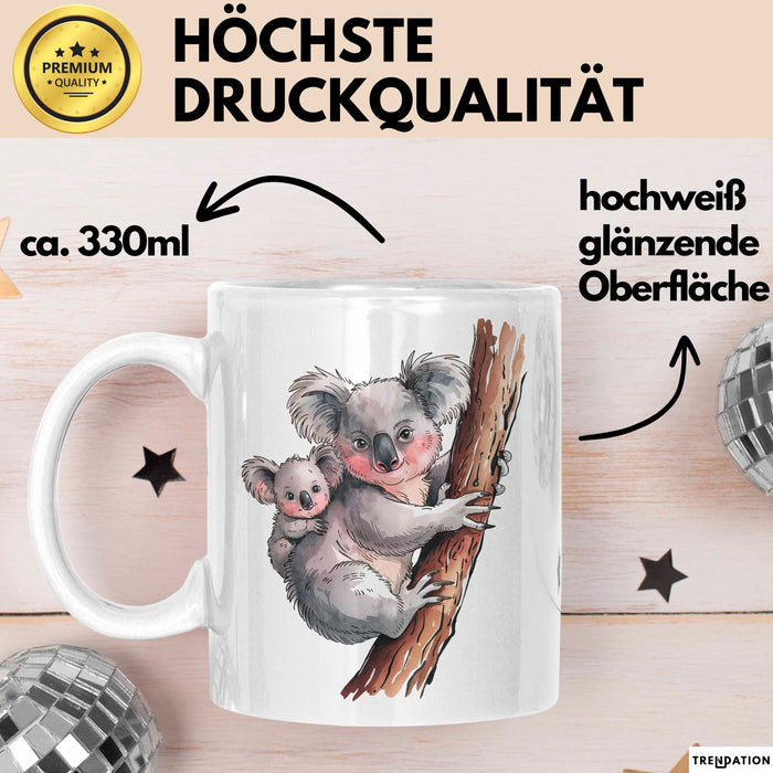 Koala Tierliebhaber Tasse Geschenk Lustige Geschenkidee Spruch Weiß Trendation