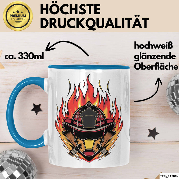 Feuerwehrmann Tasse Geschenkidee für Feuerwehrmann Spruch Blau Trendation