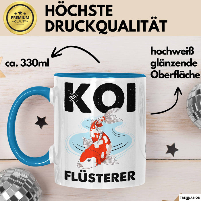 Koi-Fisch Tasse Geschenk Koi Flüsterer Koi Züchter Geschenkidee Becher Blau Trendation