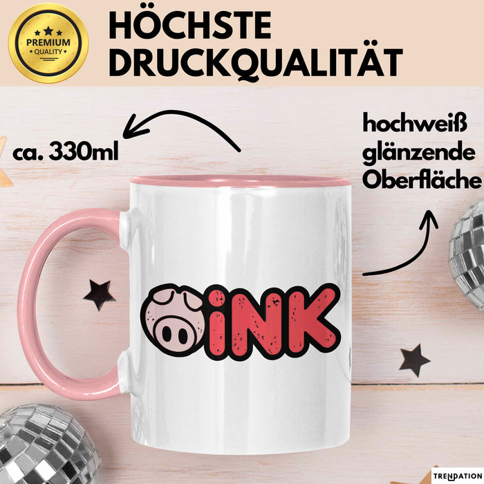 Schweinezüchter Schweine Tier Tasse Becher Geschenk Lustige Geschenkidee Spruch Grunz Rosa Trendation