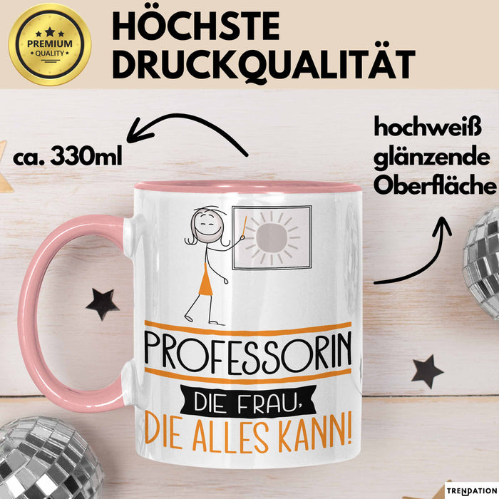Professorin Geschenk Tasse Becher Die Frau Die Allen Kann Geschenkidee für eine Professorin Lustig Rosa Trendation