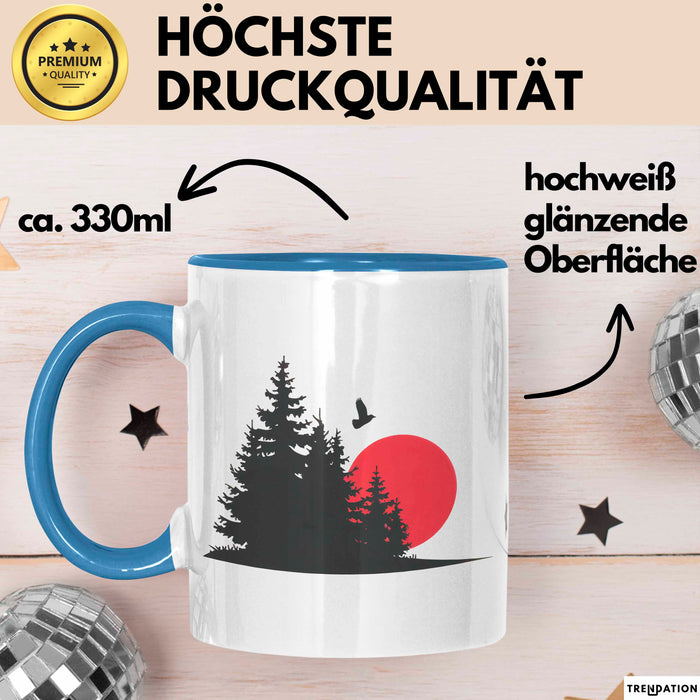 Natur Camping Tasse Geschenk Lustige Geschenkidee Spruch Blau Trendation