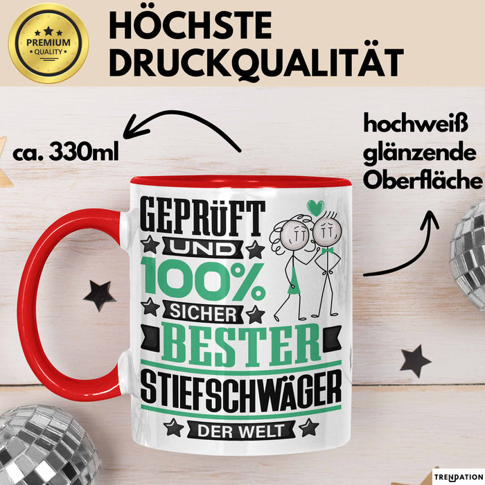 Stiefschwäger Geschenk Lustiger Spruch für Stiefschwäger Geschenkidee Bester Stiefschwäger Der Welt Rot Trendation