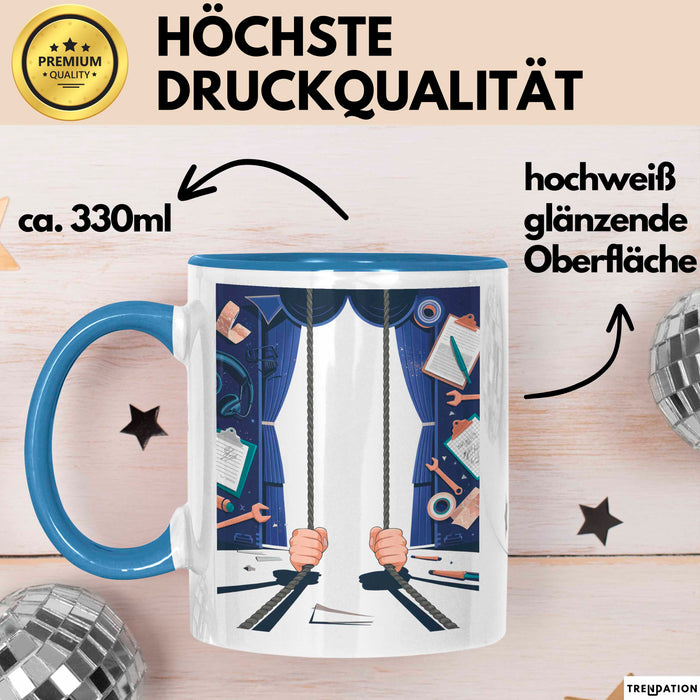 Bühnenarbeiter Tasse Geschenk Lustige Geschenkidee Spruch Für Backstage Crew Blau Trendation