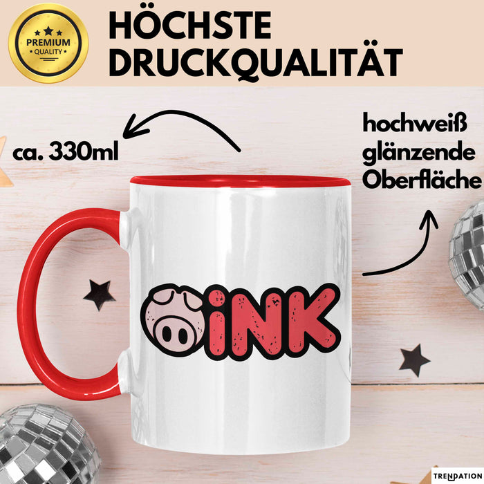 Schweinezüchter Schweine Tier Tasse Becher Geschenk Lustige Geschenkidee Spruch Grunz Rot Trendation