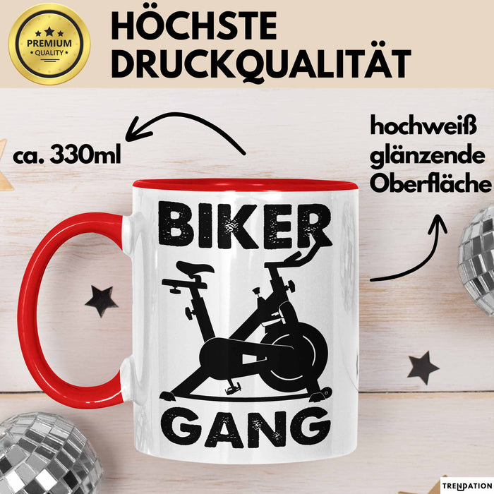Biker Gang Tasse Geschenk Cardio Zuhause Fitness-Bike Geschenkidee Becher Rot Trendation