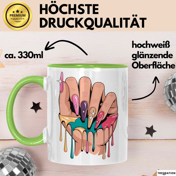 Nageltechniker Tasse Geschenkidee für Mani Profi Grün Trendation