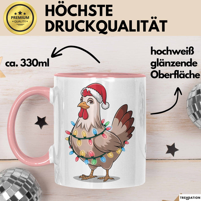 Huhn Weihnachtsfeier Tasse Geschenk Lustige Geschenkidee Spruch Rosa Trendation