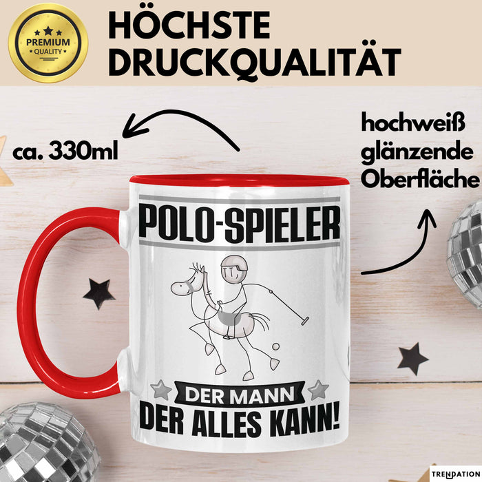 Polo-Spieler Tasse Geschenk für Polo-Spieler Der Mann Der Alles Kann Geschenkidee zum Geburtstag Rot Trendation