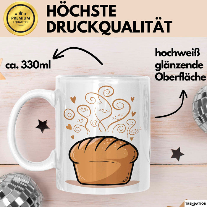 Brotbäcker Tasse Geschenkidee für Teigknet Fan Weiß Trendation