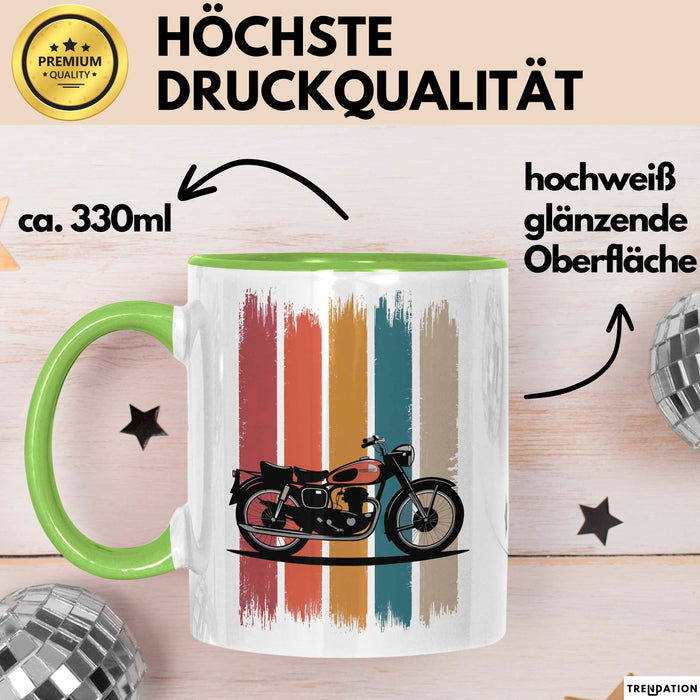 Retro Motorrad Tasse Geschenk Lustige Geschenkidee Spruch Grün Trendation