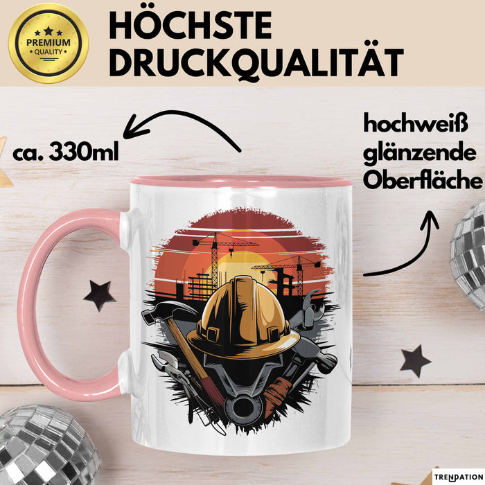Bauarbeiter Tasse Geschenkidee für Bauarbeiter Rosa Trendation