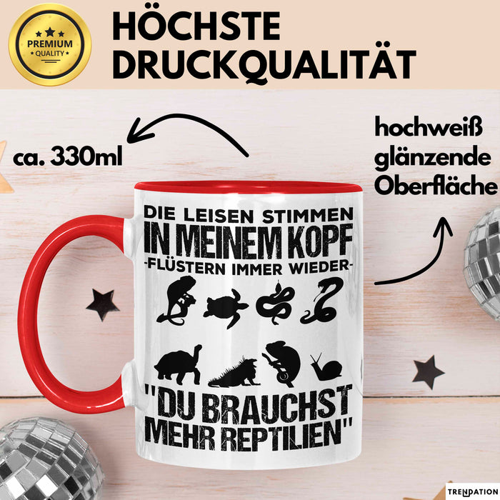 Reptil Bartagame Tasse Geschenk Lustige Geschenkidee Spruch Die Leisen Stimmen In Meinem Kopf Flüstern Immer Wieder Rot Trendation