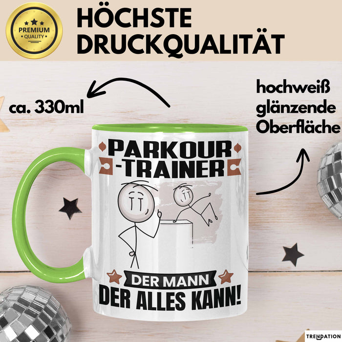 Parkour-Trainer Tasse Geschenk für Parkour-Trainer Der Mann Der Alles Kann Geschenkidee zum Geburtstag Grün Trendation