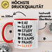 Medizinstudent Arzt Tasse Geschenk Lustige Geschenkidee Spruch Essen Schlafen Lernen Panik Prüfungen Panik Schlafen Rot Trendation