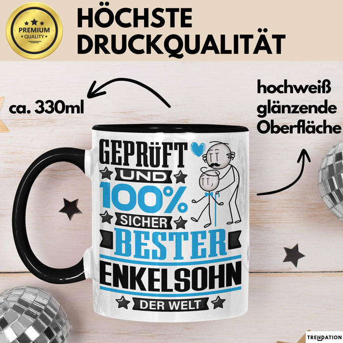 Enkelsohn Geschenk Lustiger Spruch für Enkelsohn Geschenkidee Bester Enkelsohn Der Welt Schwarz Trendation