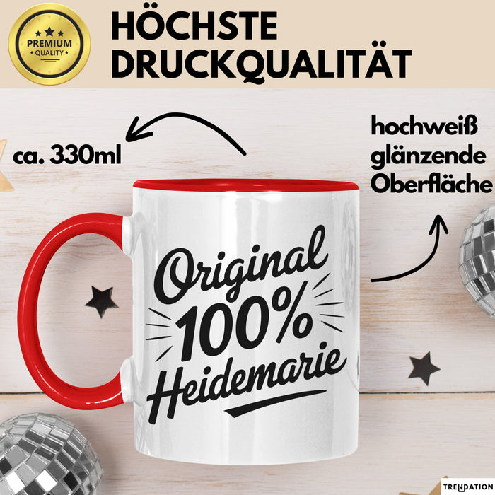 Heidemarie Tasse Geschenk Original 100% Heidemarie Geschenkidee Geburtstag Rot Trendation