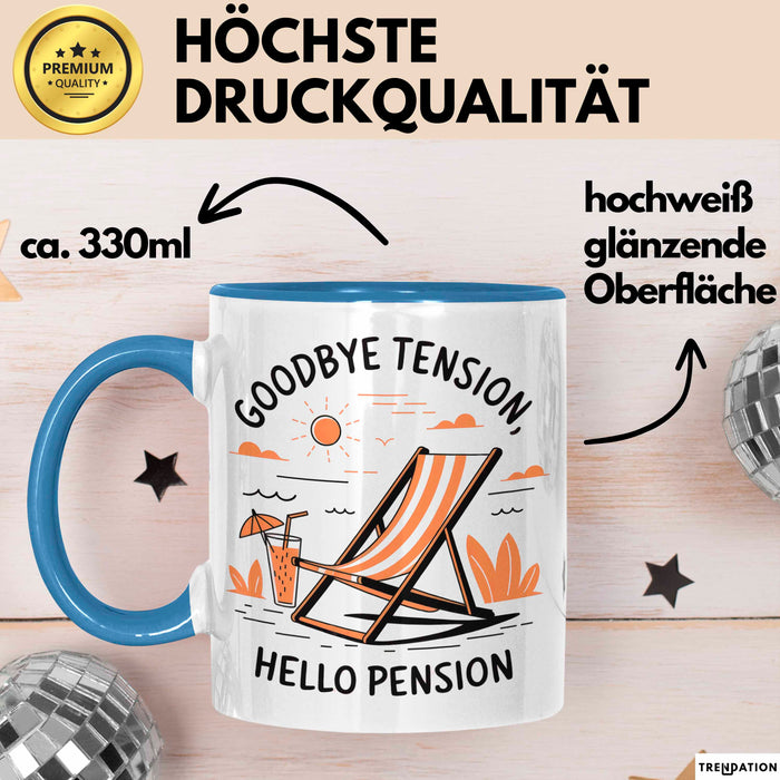 Ruhestand Tasse Geschenk Lustige Geschenkidee Spruch Für Entspanntes Leben Liebhaber Blau Trendation
