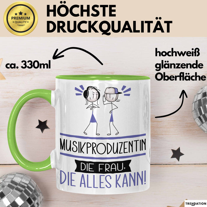 Musikproduzentin Geschenk Tasse Becher Die Frau Die Allen Kann Geschenkidee für eine Musikproduzentin Lustig Grün Trendation
