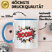 Comic Fan Tasse Boom Geschenkidee Nerds mit lustigem Spruch Blau Trendation