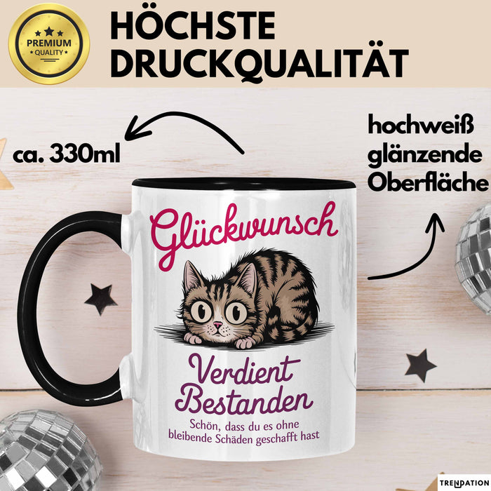 Schüler Abschluss Tasse Geschenk Lustige Geschenkidee Spruch Glückwunsch Verdient Bestanden Trendation