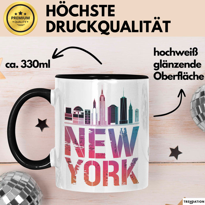 New York City USA Tasse Geschenk Lustige Geschenkidee Spruch Schwarz Trendation