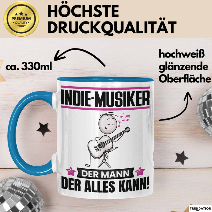 Indie-Musiker Tasse Geschenk für Indie-Musiker Der Mann Der Alles Kann Geschenkidee zum Geburtstag Blau Trendation