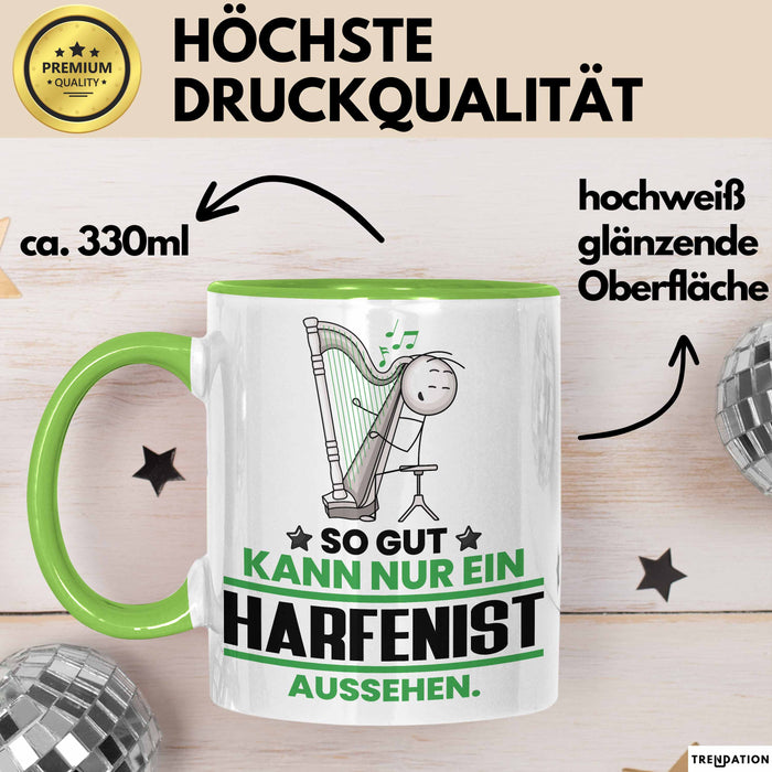 Harfenist Geschenk Tasse So Gut Kann Nur Ein Harfenist Aussehen Geschenkidee Kaffee-Becher Grün Trendation