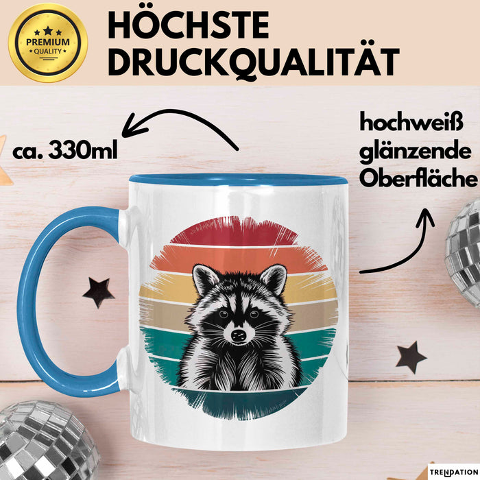 Waschbär Tierliebhaber Tasse Geschenk Lustige Geschenkidee Spruch Blau Trendation