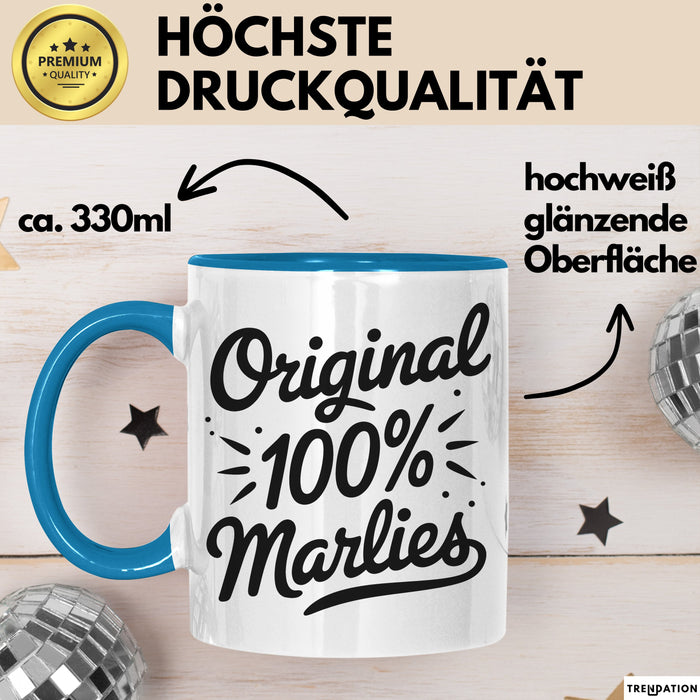 Marlies Tasse Geschenk Original 100% Marlies Geschenkidee Geburtstag Blau Trendation