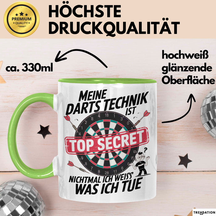 Dartspieler Tasse Geschenkidee Darts Technik Ist Geheim Grün Trendation