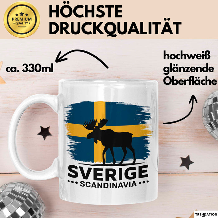 Schweden Skandinavien Schwedisch Tasse Geschenk Lustige Geschenkidee Spruch Elk Bull Sverige Scandinavia Weiß Trendation