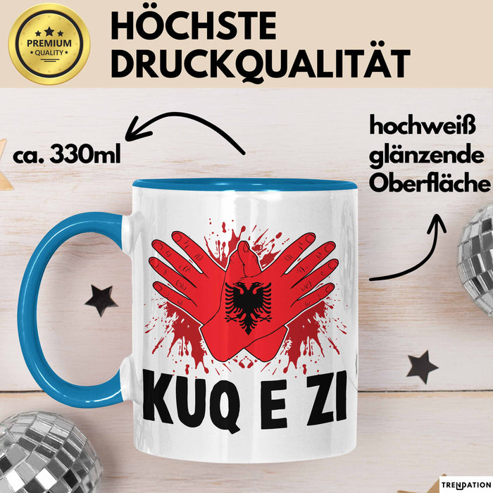 Albanische Flagge Shqip Shqiponja Albanischer Adler Albanien Tasse Geschenkidee Blau Trendation
