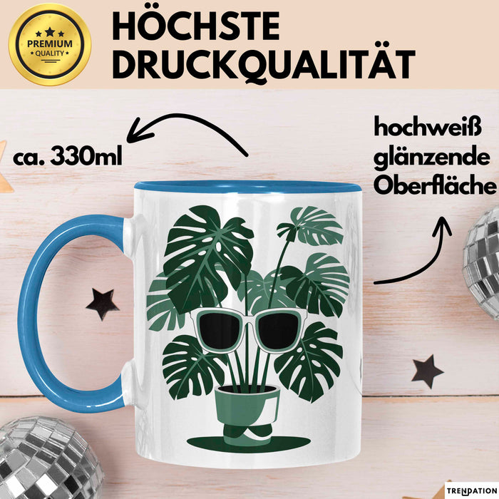 Pflanzenmama Tasse Geschenkidee für Zimmerpflanzen Pflegerin Blau Trendation