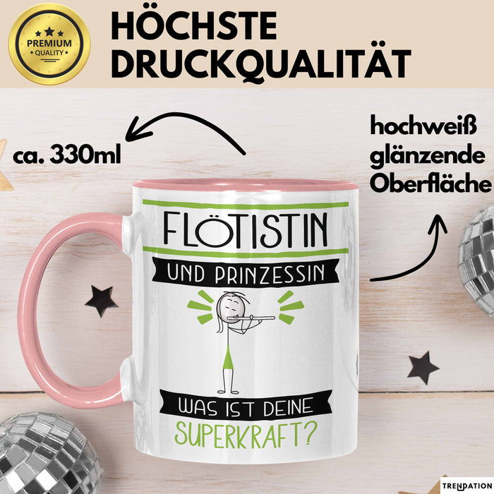 Flötistin Und Prinzessin Tasse Geschenk Für Eine Flötistin Geburtstag Was Ist Deine Superkraft Rosa Trendation