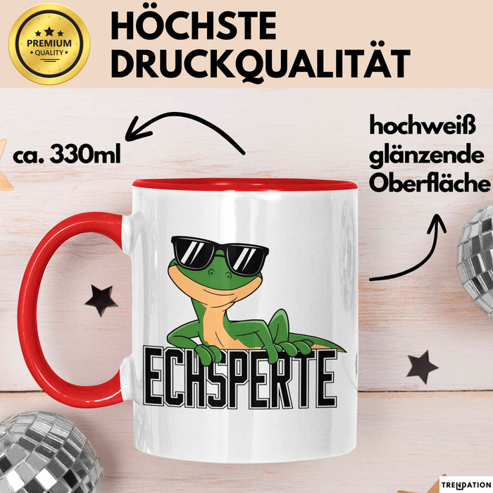 Reptil Leopardgecko Echse Tasse Geschenk Lustige Geschenkidee Spruch Echsperte Rot Trendation