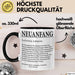 Büroarbeit Kollege Tasse Geschenk Lustige Geschenkidee Spruch Neuanfang Definition Trendation