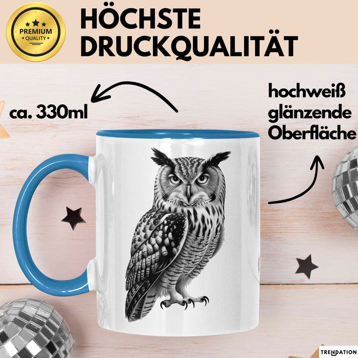 Eule Tierliebhaber Tasse Geschenk Lustige Geschenkidee Spruch Blau Trendation
