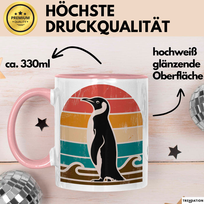 Retro Pinguin Tier Tasse Geschenk Lustige Geschenkidee Spruch Rosa Trendation
