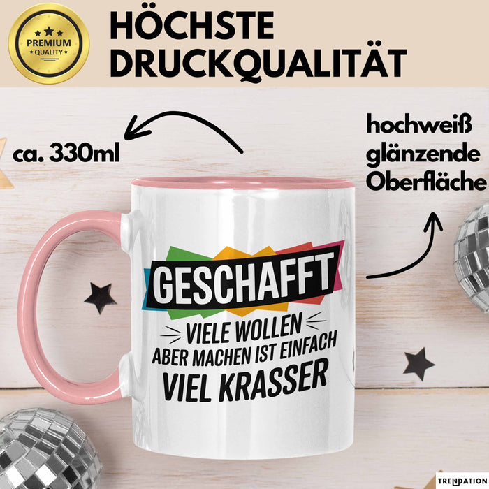 Schüler Abschluss Tasse Geschenk Lustige Geschenkidee Spruch Geschafft Viele Wollen Rosa Trendation