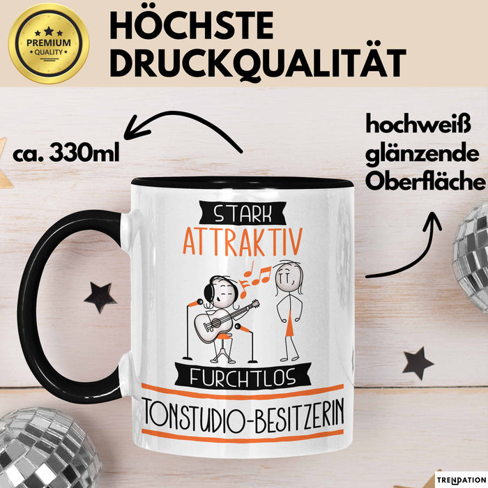 Tonstudio-Besitzerin Tasse Geschenk Becher Stark Attraktiv Furchtlos Tonstudio-Besitzerin Lustige Geschenkidee Trendation