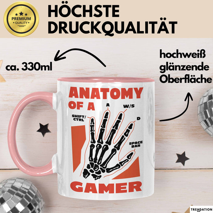 Gamer Geschenk Tasse Anatomy Of A Gamer Zocker Lustige Geschenkidee Rosa Trendation