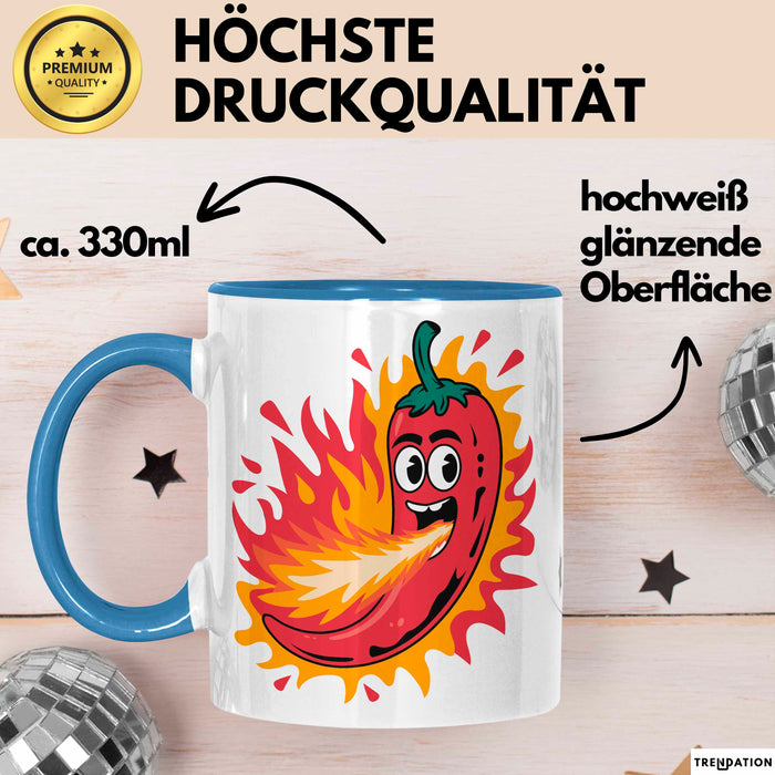 Scharfes Essen Liebhaber Tasse Geschenkidee für Schärfe Fan Blau Trendation