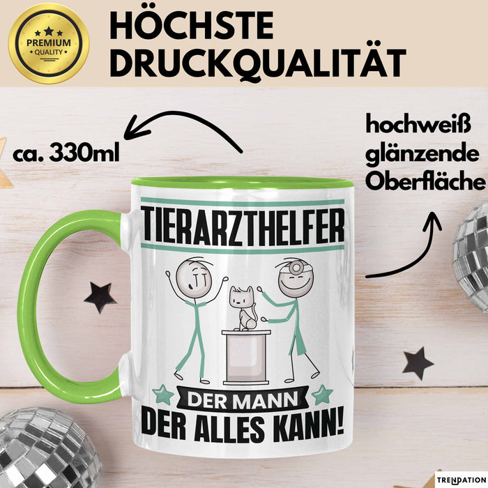 Tierarzthelfer Tasse Geschenk für Tierarzthelfer Der Mann Der Alles Kann Geschenkidee zum Geburtstag Grün Trendation