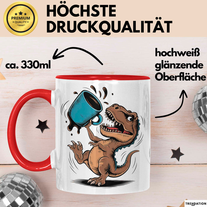Dinosaurier Fan Tasse Geschenkidee für Urzeit Fans Rot Trendation